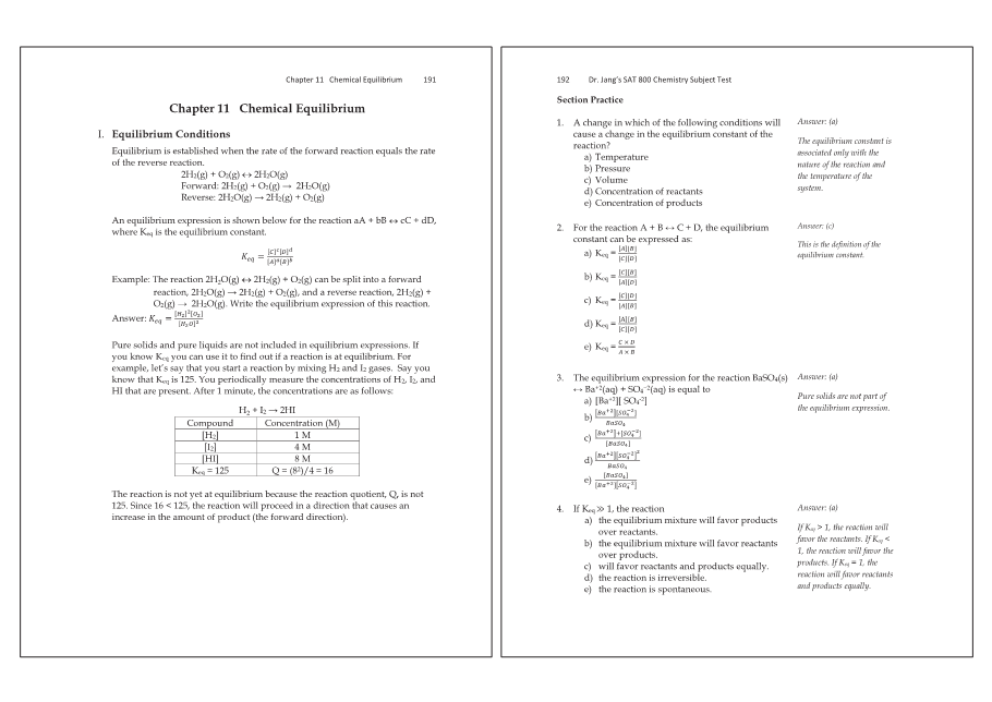 Dr.jang's SAT 800 Chemistry