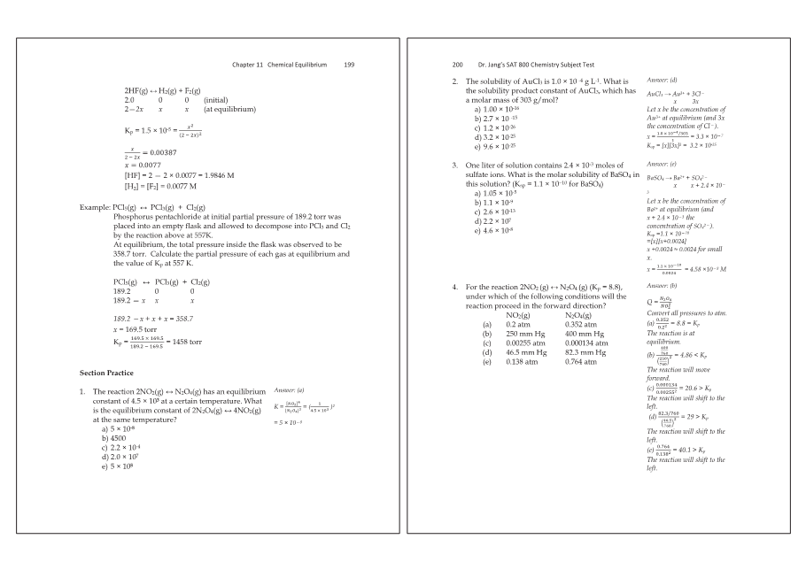 Dr.jang's SAT 800 Chemistry
