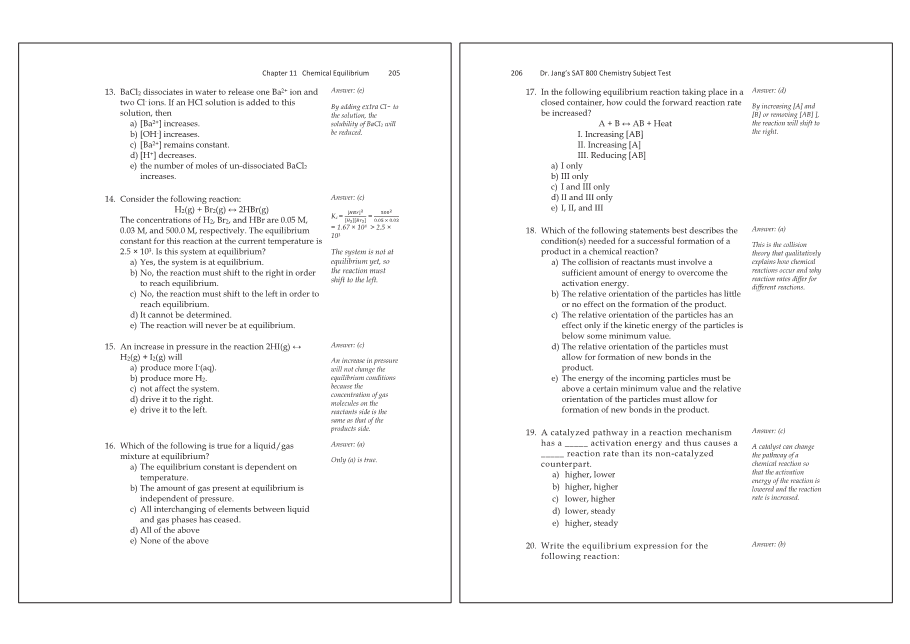 Dr.jang's SAT 800 Chemistry