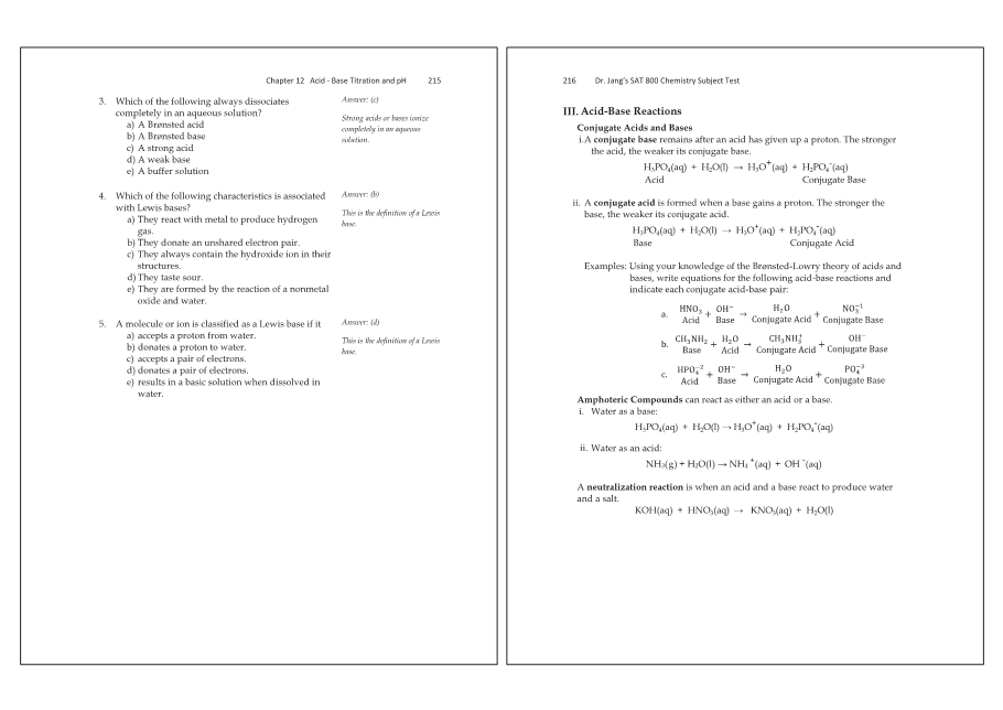 Dr.jang's SAT 800 Chemistry