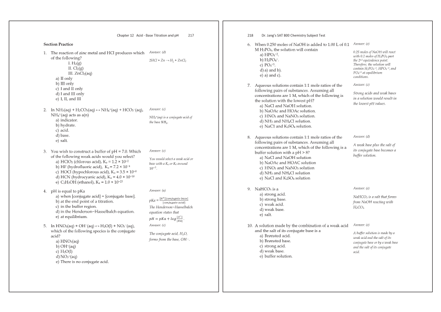 Dr.jang's SAT 800 Chemistry