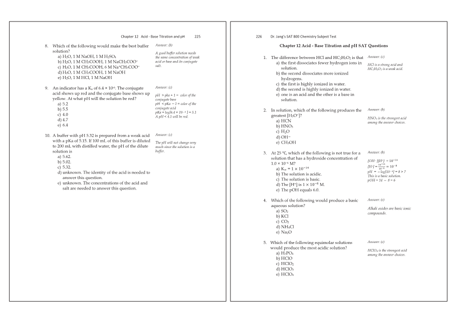 Dr.jang's SAT 800 Chemistry