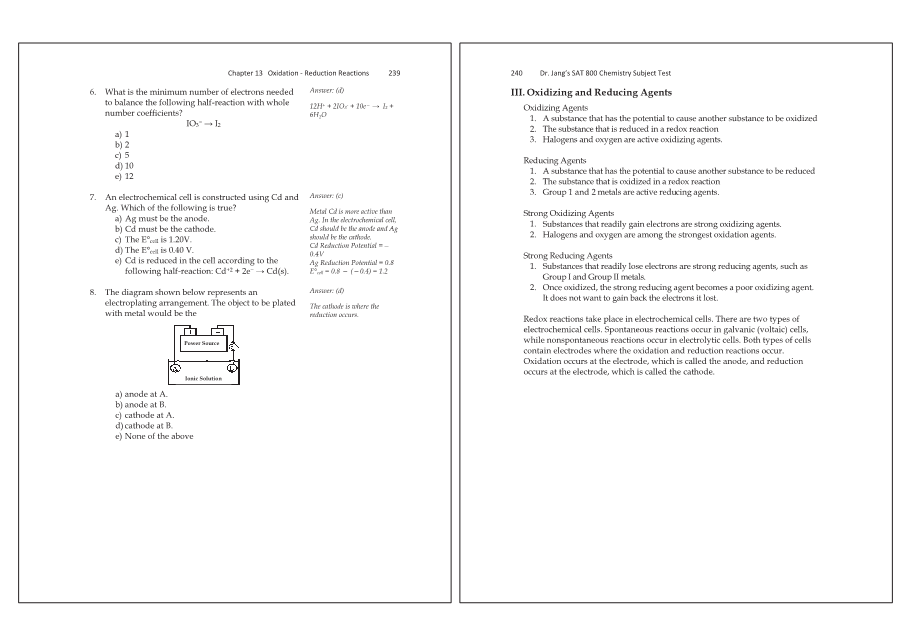 Dr.jang's SAT 800 Chemistry