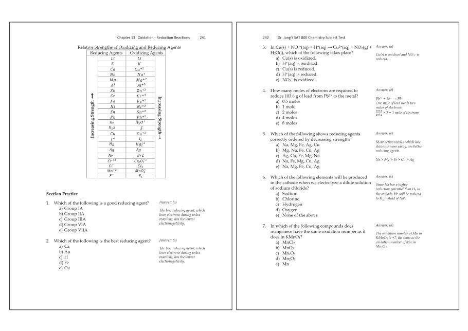Dr.jang's SAT 800 Chemistry