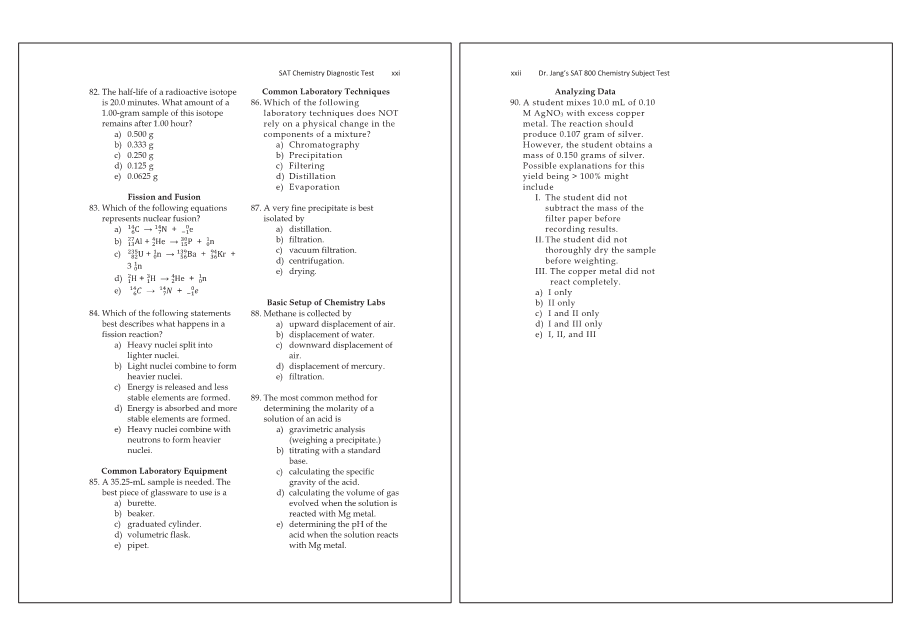 Dr.jang's SAT 800 Chemistry