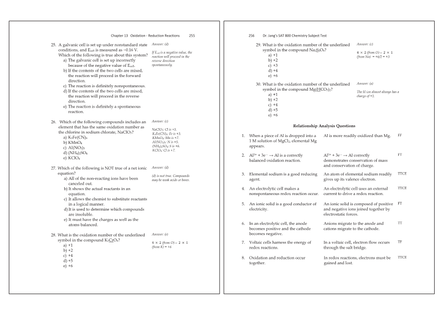 Dr.jang's SAT 800 Chemistry