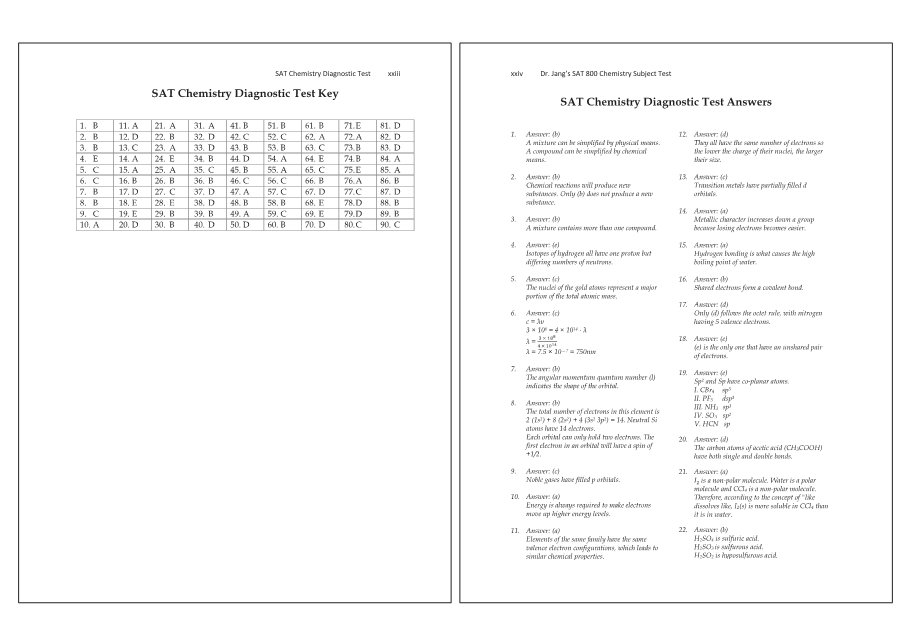 Dr.jang's SAT 800 Chemistry