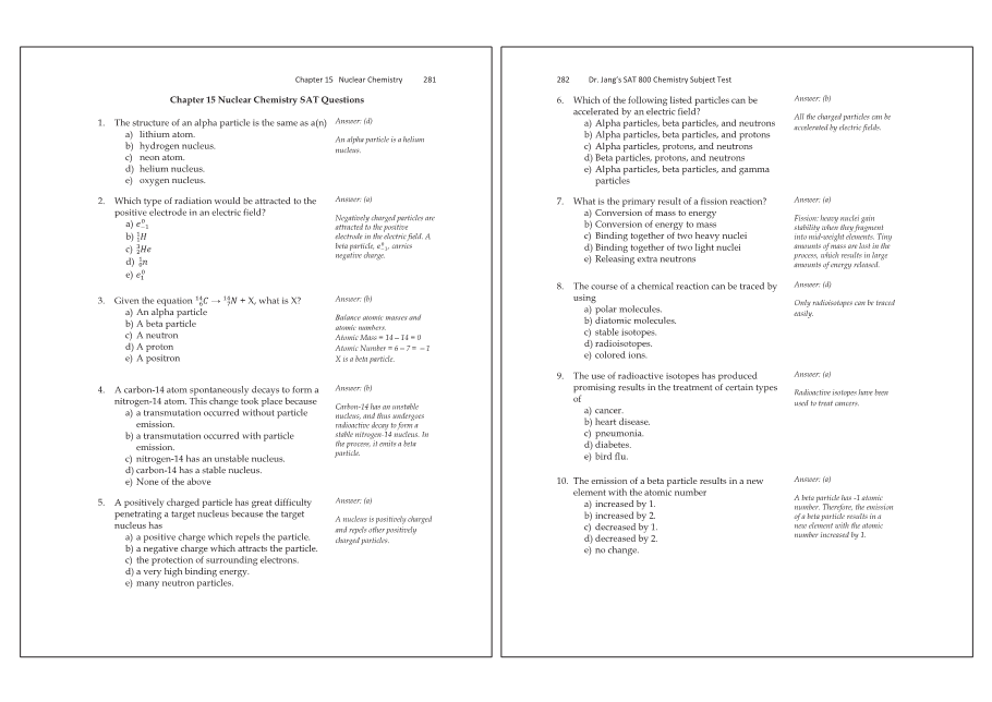 Dr.jang's SAT 800 Chemistry