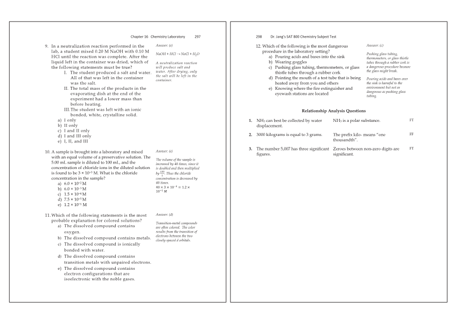 Dr.jang's SAT 800 Chemistry
