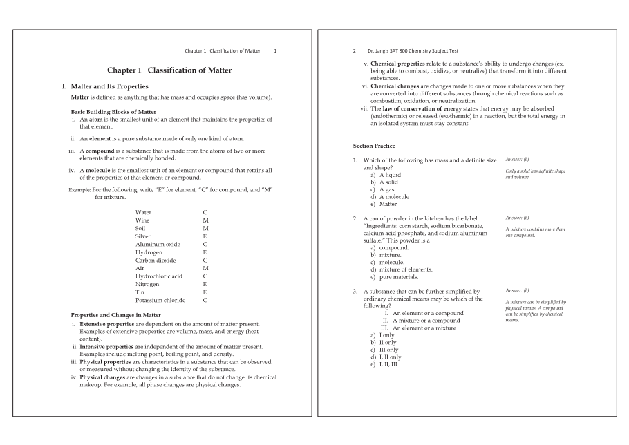 Dr.jang's SAT 800 Chemistry