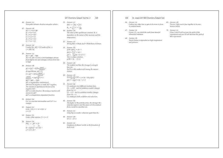 Dr.jang's SAT 800 Chemistry