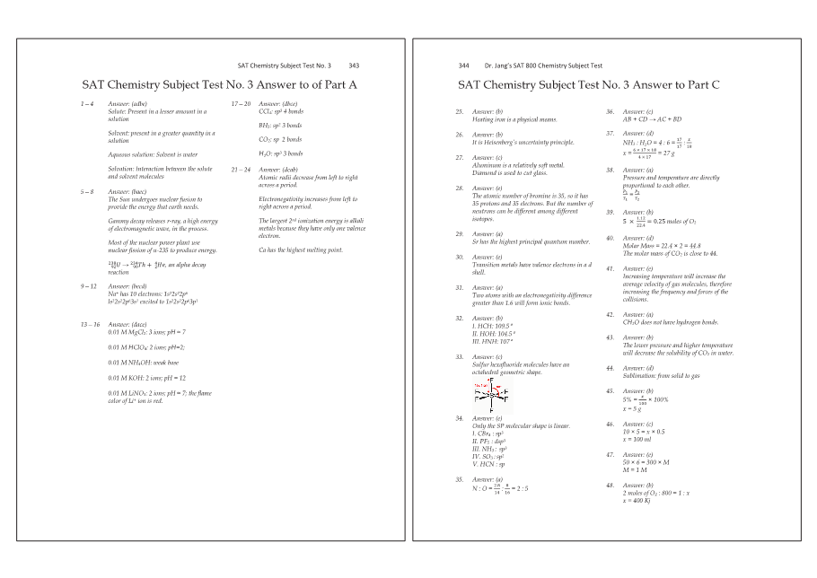 Dr.jang's SAT 800 Chemistry