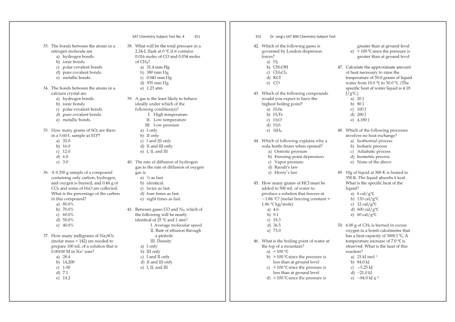 Dr.jang's SAT 800 Chemistry