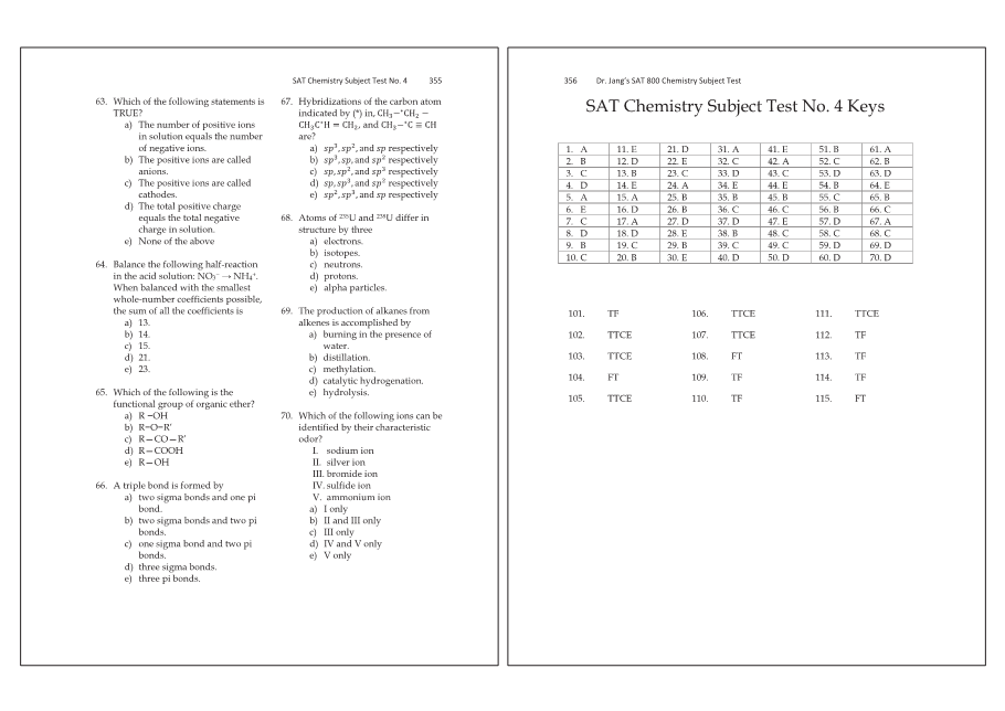 Dr.jang's SAT 800 Chemistry
