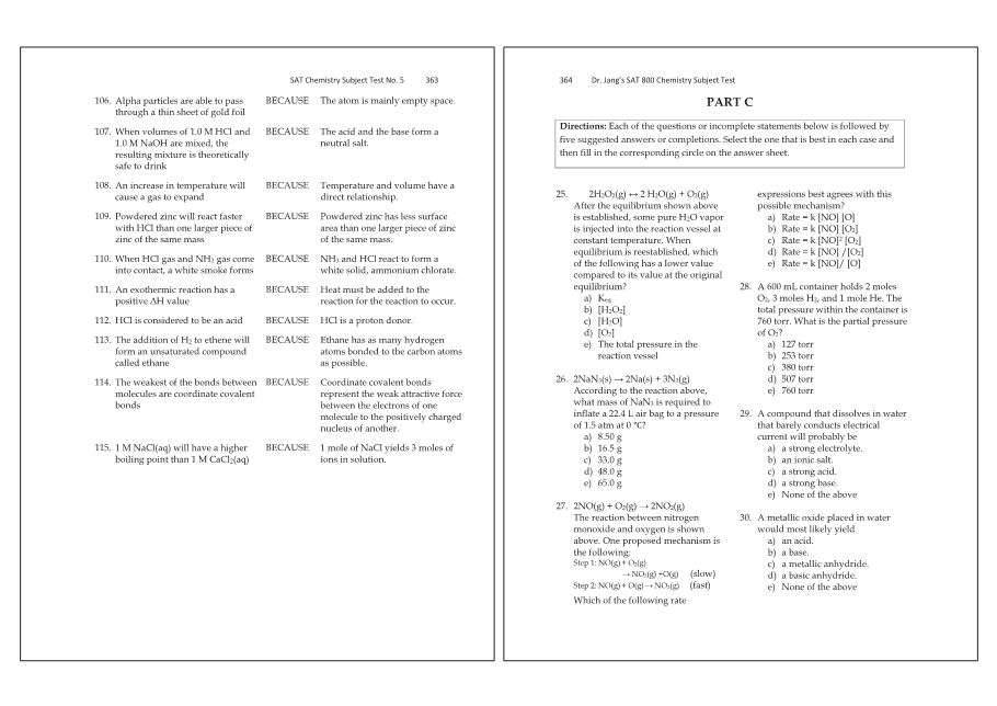 Dr.jang's SAT 800 Chemistry