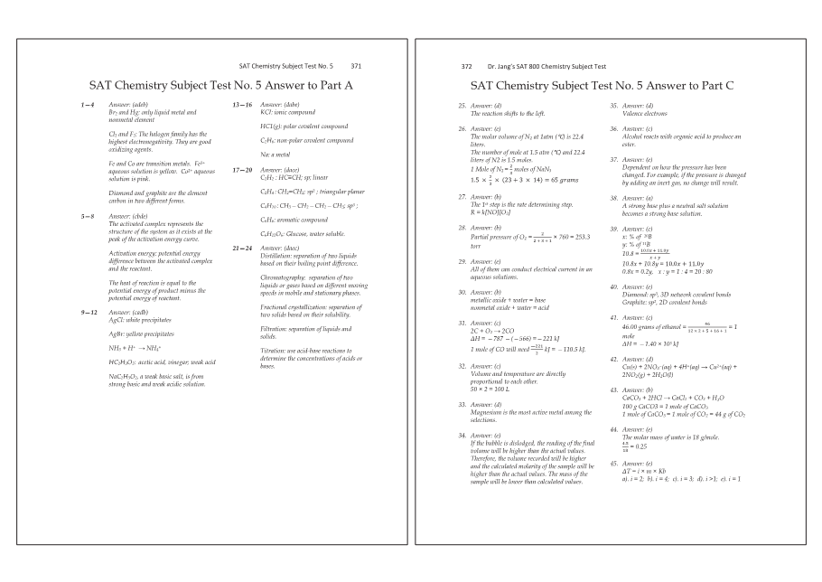 Dr.jang's SAT 800 Chemistry