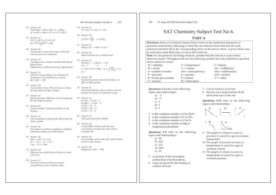Dr.jang's SAT 800 Chemistry