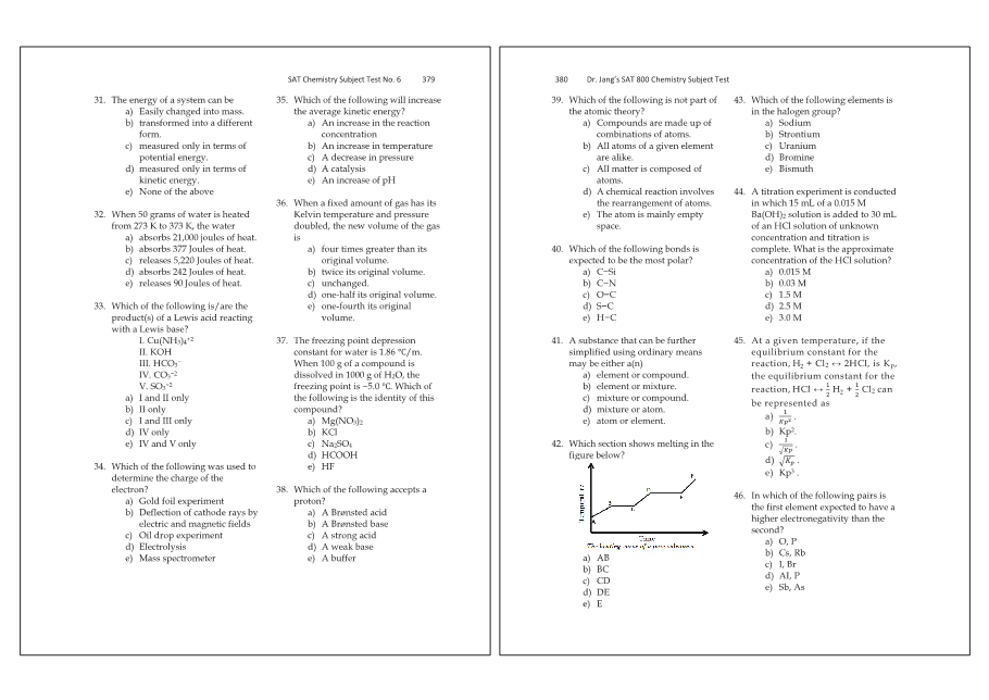 Dr.jang's SAT 800 Chemistry