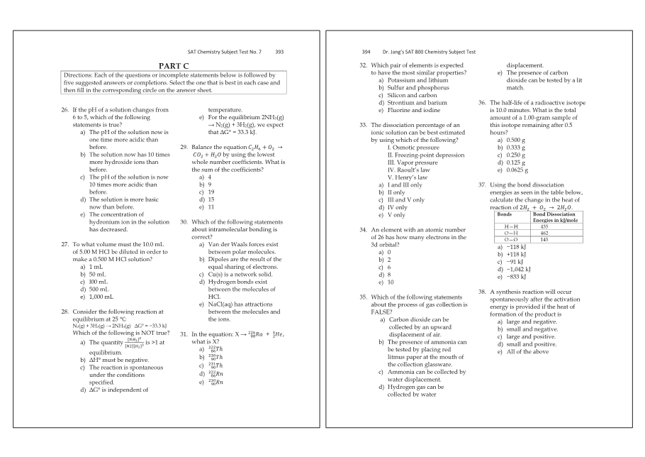 Dr.jang's SAT 800 Chemistry