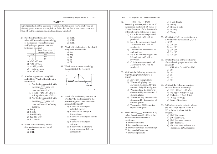 Dr.jang's SAT 800 Chemistry