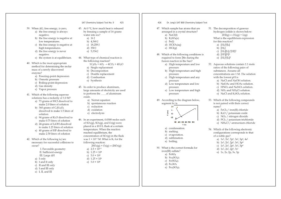 Dr.jang's SAT 800 Chemistry