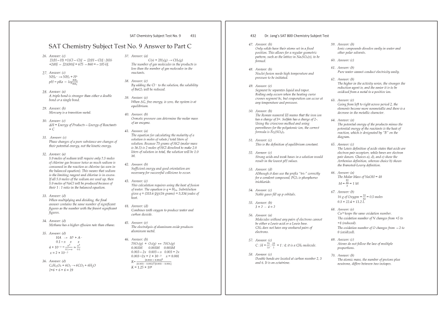 Dr.jang's SAT 800 Chemistry