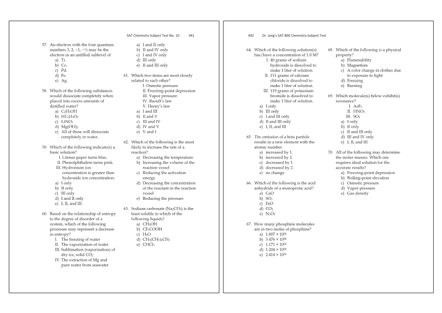 Dr.jang's SAT 800 Chemistry