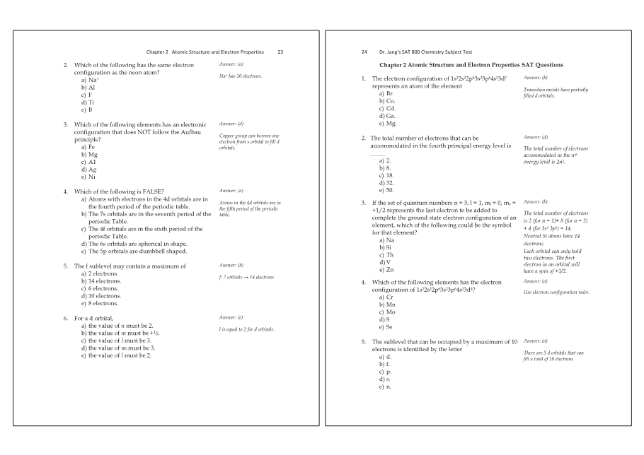 Dr.jang's SAT 800 Chemistry