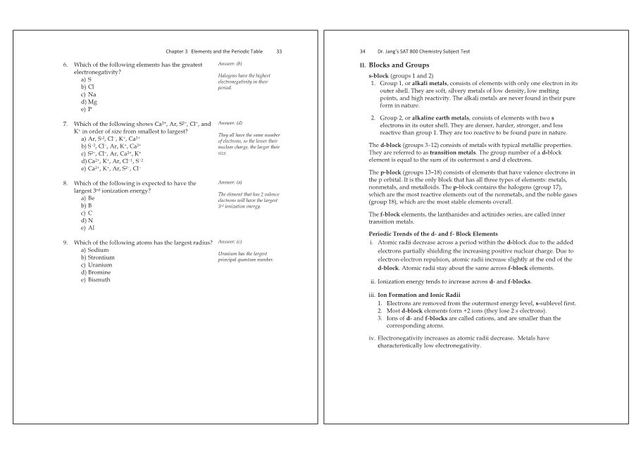 Dr.jang's SAT 800 Chemistry