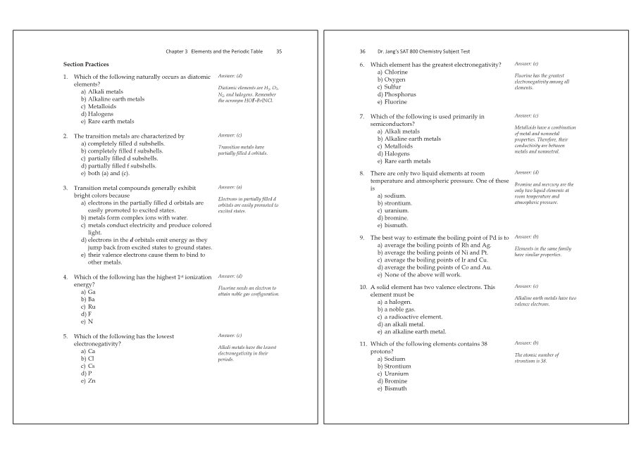 Dr.jang's SAT 800 Chemistry