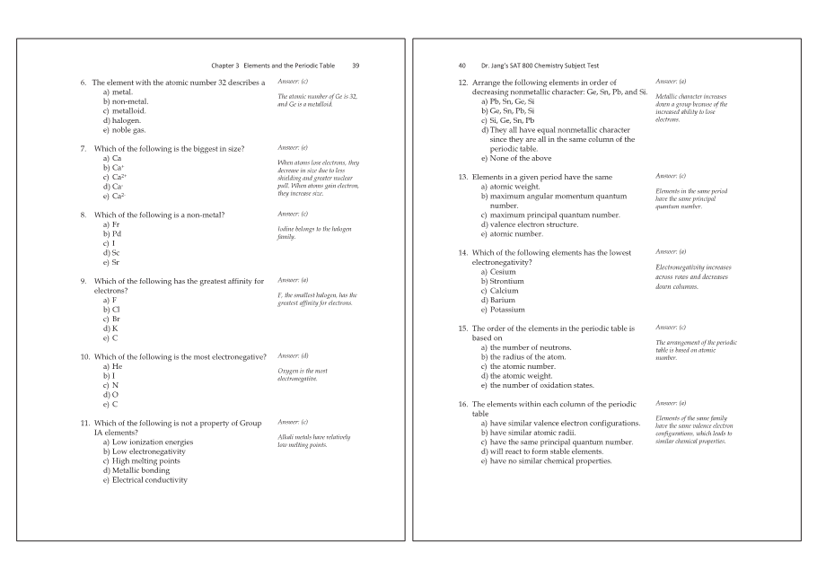 Dr.jang's SAT 800 Chemistry