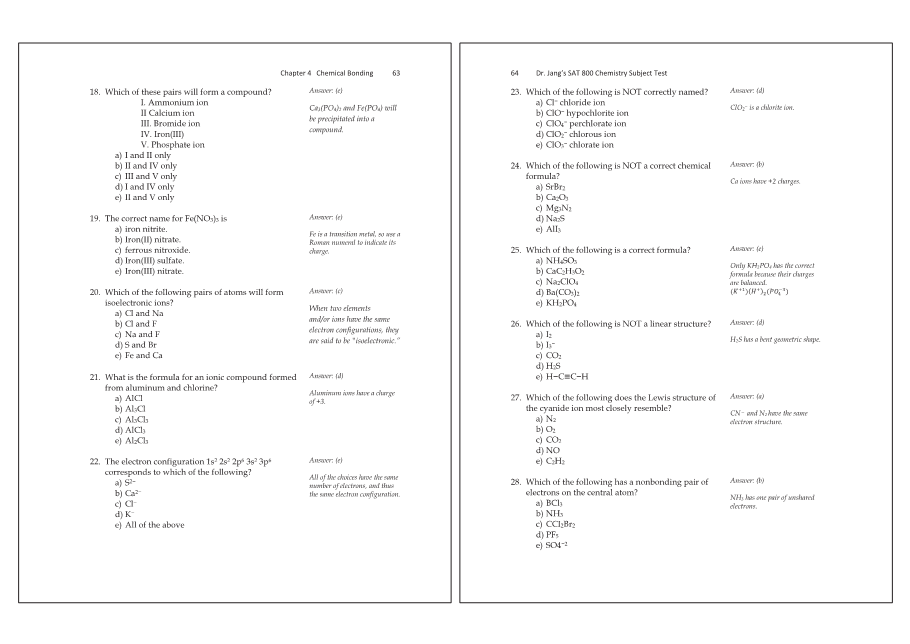 Dr.jang's SAT 800 Chemistry