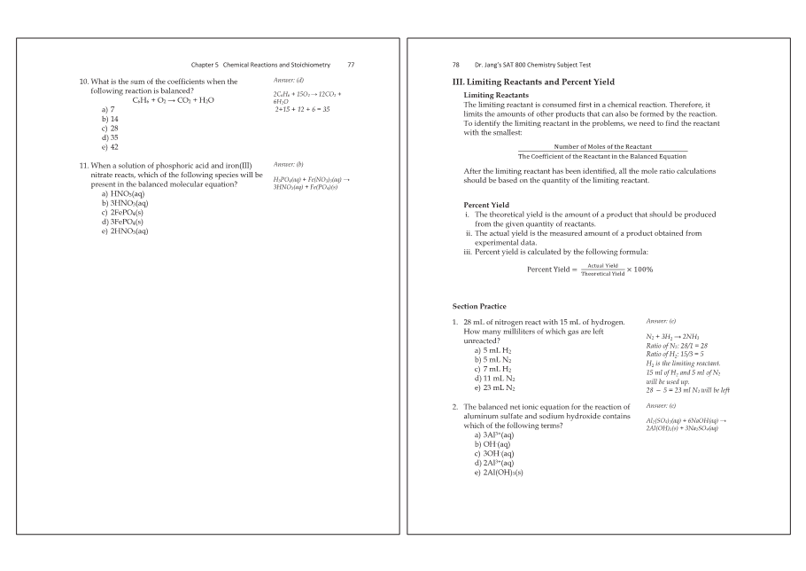 Dr.jang's SAT 800 Chemistry