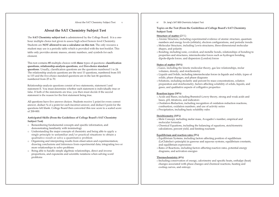Dr.jang's SAT 800 Chemistry