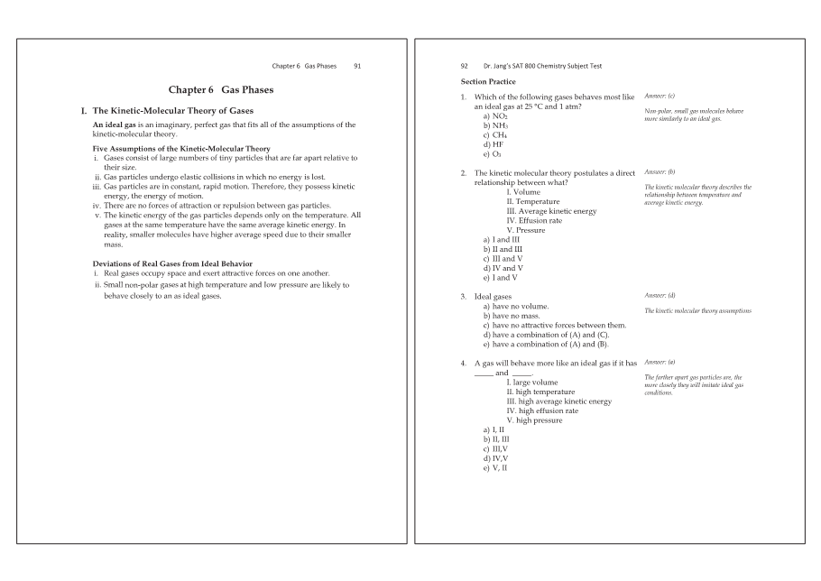 Dr.jang's SAT 800 Chemistry