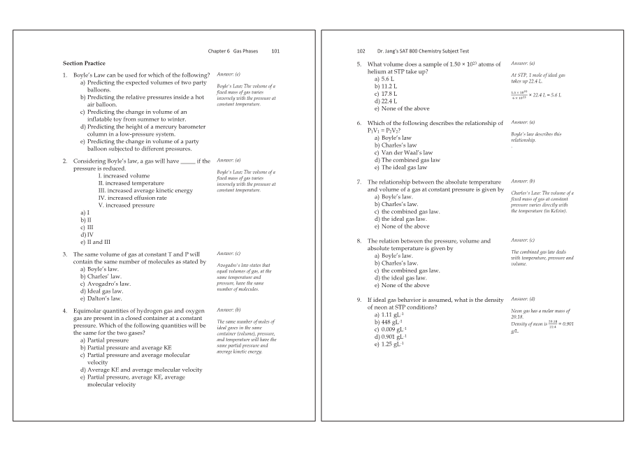 Dr.jang's SAT 800 Chemistry