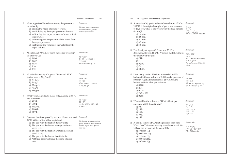 Dr.jang's SAT 800 Chemistry