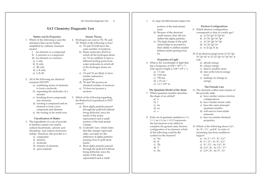 Dr.jang's SAT 800 Chemistry