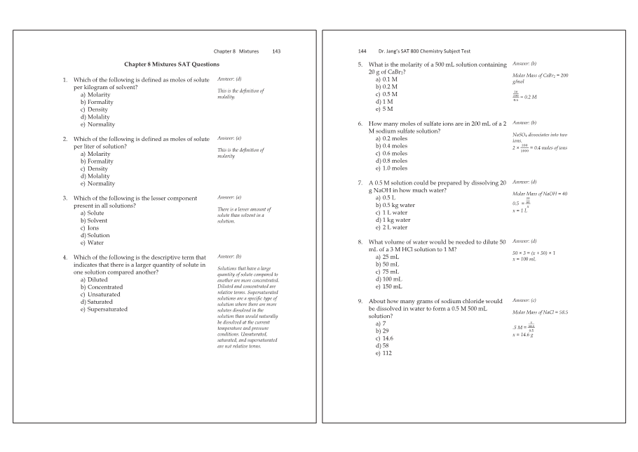 Dr.jang's SAT 800 Chemistry