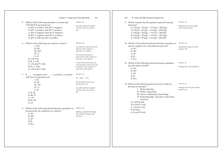 Dr.jang's SAT 800 Chemistry