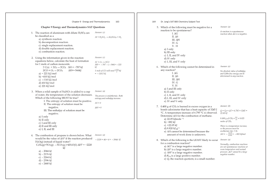 Dr.jang's SAT 800 Chemistry