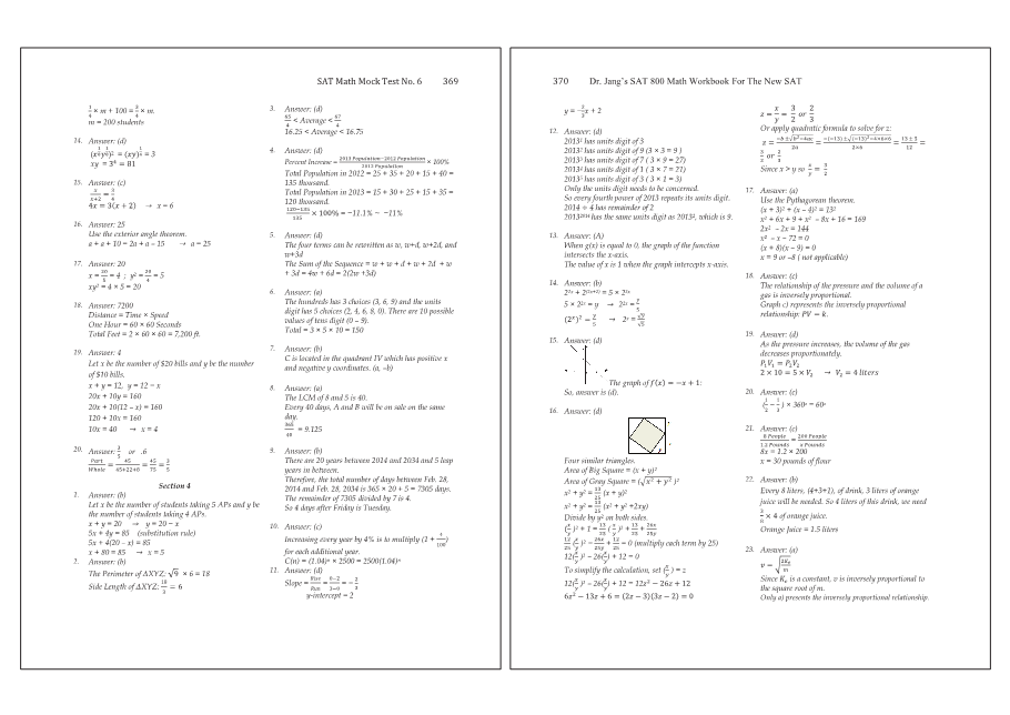 Dr.jang's SAT 800 Math