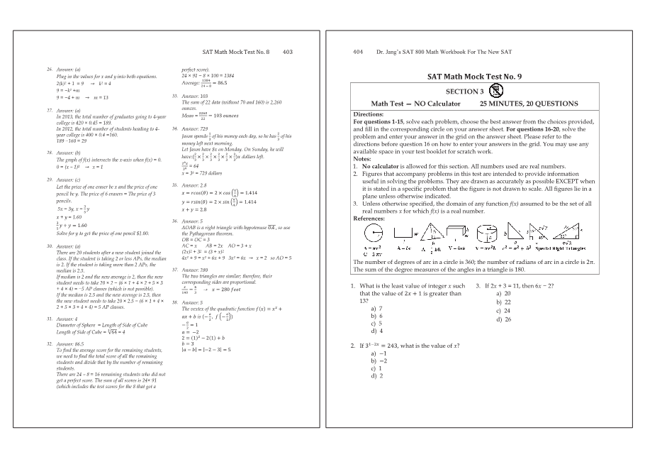Dr.jang's SAT 800 Math