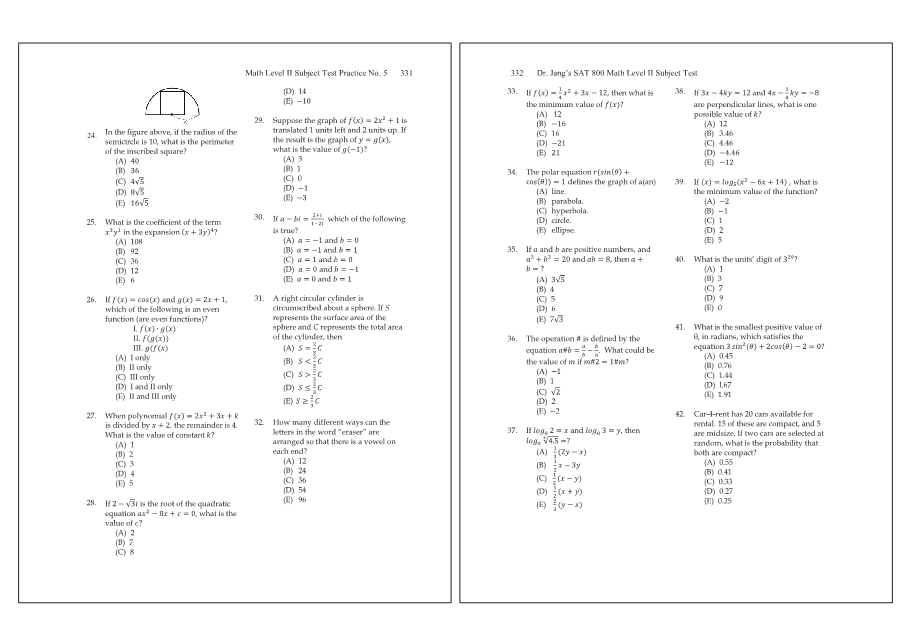 Dr.jang's SAT 800 Math2