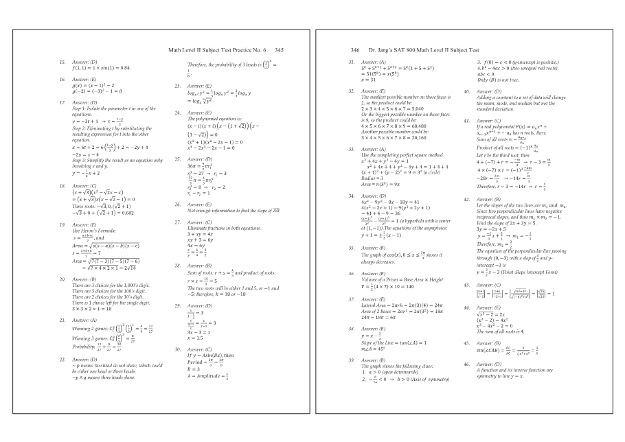Dr.jang's SAT 800 Math2