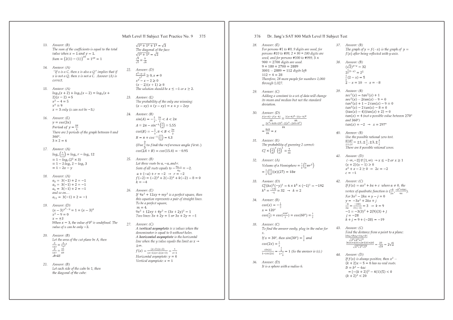 Dr.jang's SAT 800 Math2