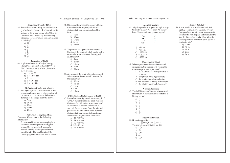 Dr.jang's SAT 800 Physics