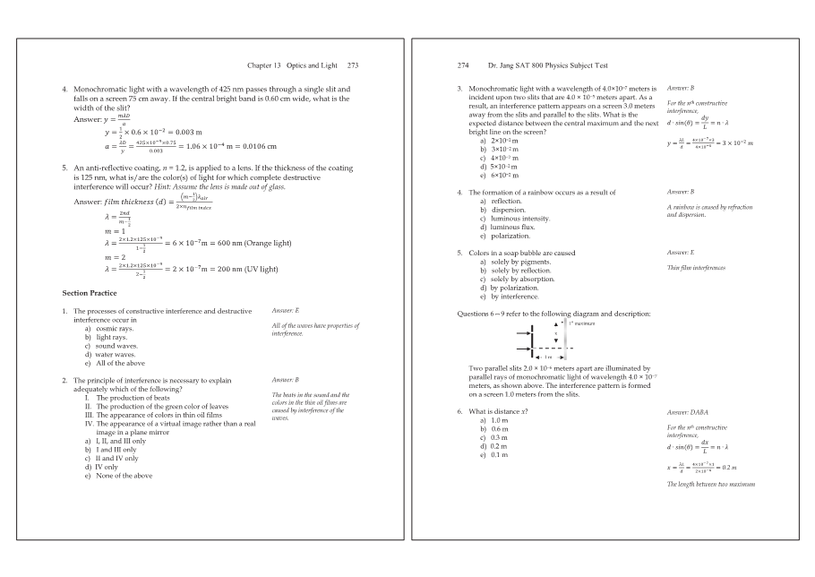 Dr.jang's SAT 800 Physics