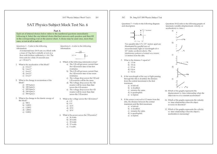 Dr.jang's SAT 800 Physics