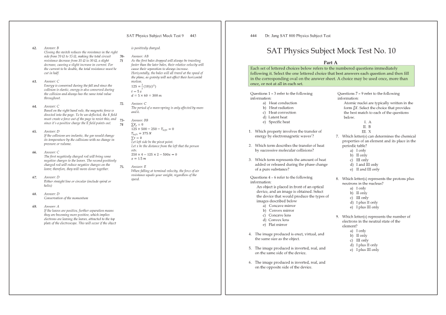 Dr.jang's SAT 800 Physics